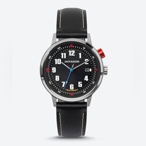 Jack Mason Overland Solar, Black Perforated Dial with Black Leather Strap